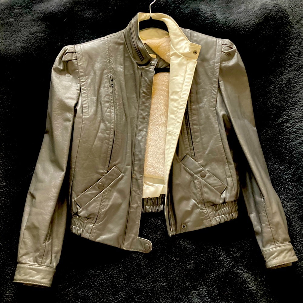 Vintage 80s/90s Faux Fur-Lined Leather Jacket